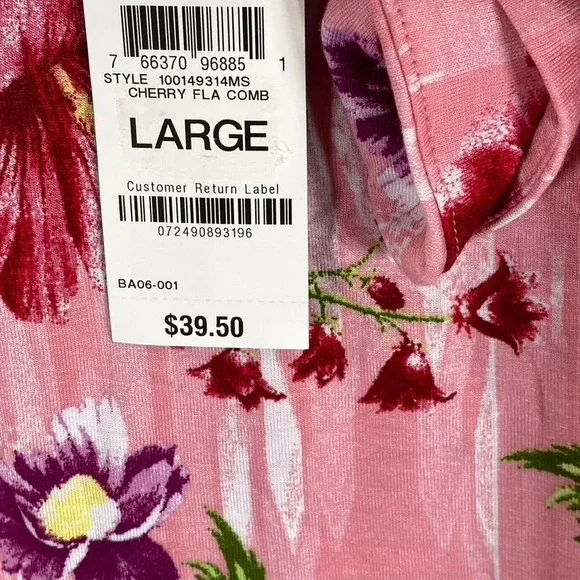 JM Collection Women's Cherry Floral Combo Square-Neck Drapey Cold-Shoulder Top - Picture 11 of 11